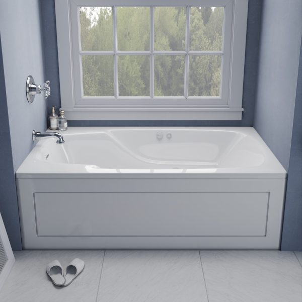 The Universal Jetted Tub 60 in. x 32 in. Rectangular Whirlpool Bathtub with Reversible Drain and Overflow in White