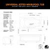 The Universal Jetted Tub 60 in. x 32 in. Rectangular Whirlpool Bathtub with Reversible Drain and Overflow in White
