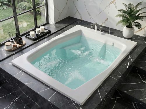 Amethyst Series 72 in. x 54 in. Rectangular Whirlpool Bathtub with Left Side Drain and V-Style Back Jets in Glossy White