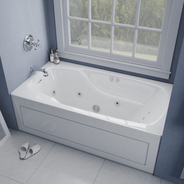 The Universal Jetted Tub 60 in. x 32 in. Rectangular Whirlpool Bathtub with Reversible Drain and Overflow in White