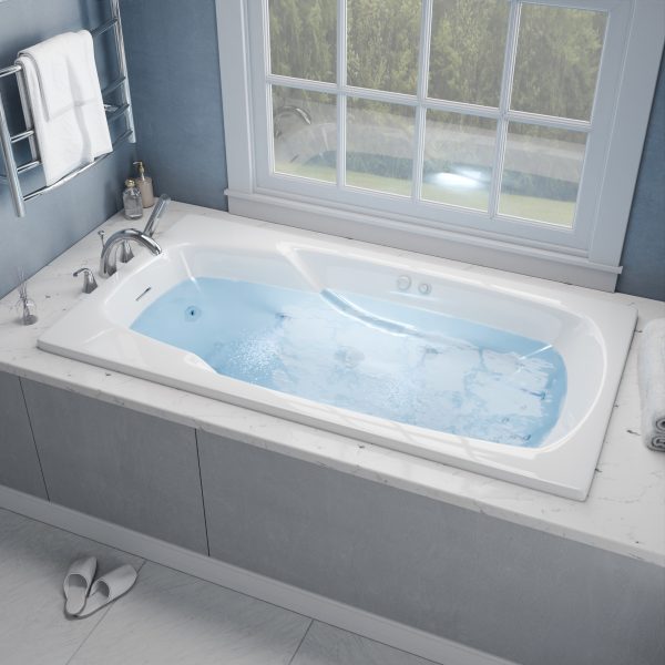 The Universal Jetted Tub 60 in. x 32 in. Rectangular Whirlpool Bathtub with Reversible Drain and Overflow in White