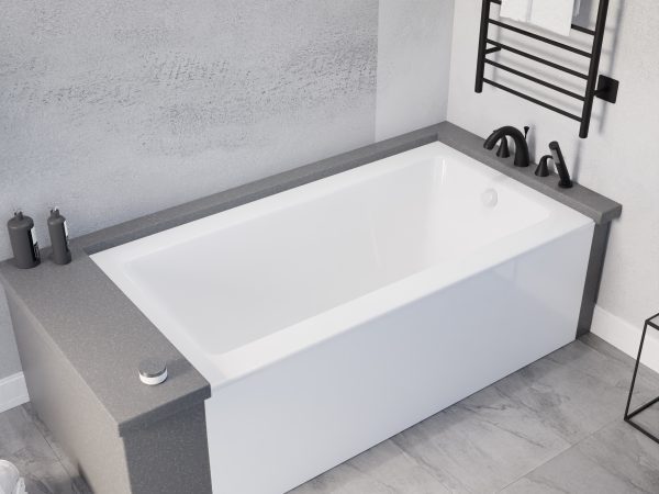 Amber Series 60 in. x 30 in. Rectangular Soaking Bathtub with Right Side Drain and Marine Grade Acrylic in Glossy White