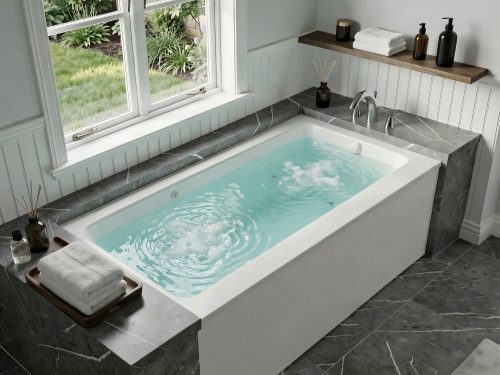 Amber Series 60 in. x 32 in. Rectangular Whirlpool Bathtub with Right Side Drain and V-Style Back Jets in Glossy White