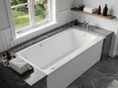 Amber Series 60 in. x 32 in. Rectangular Air Bathtub with Right Side Drain and Aromatherapy in Glossy Smooth White