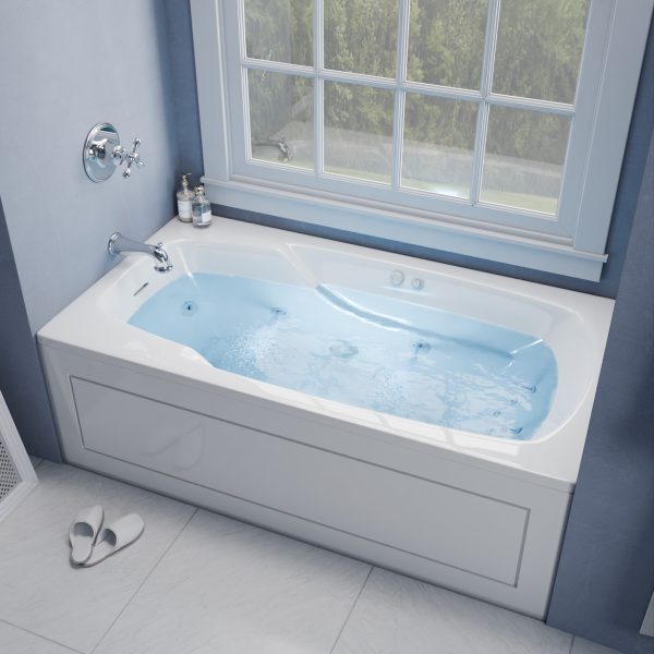 The Universal Jetted Tub 60 in. x 32 in. Rectangular Whirlpool Bathtub with Reversible Drain and Overflow in White